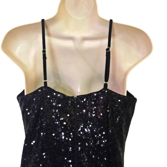 IRIS Black & Gold Ombre Sequin Cocktail Strappy Mini Dress,Medium - Picture 6 of 16